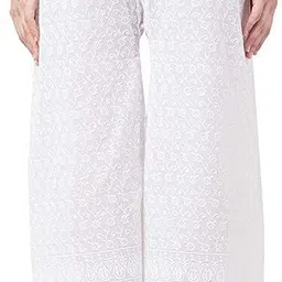amfabrics Women Regular Fit White Cotton Blend Trousers image 2