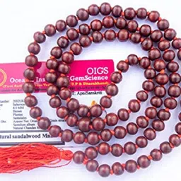apnisanskriti Chandan Mala Brown Sandalwood Mala (108+1 Beads, Lab Certified), Pack of 1 Wood Chain image 1