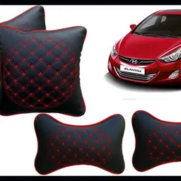 Black, Red Leatherite Car Pillow Cushion for Hyundai-image-80