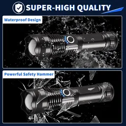 aubade 376 (ZOOMABLE METAL LED )5 Modes Flashlight, Super Bright 150W Light Torch image 4