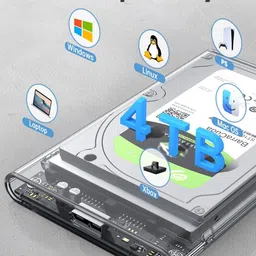 BKC Transparent USB 3.0 to SATA Hard Drive Enclosure – Tool-Free External Case 2.5 inch Fast Transfer Speed Up to 5 Gbps & Up to 4TB Storage Capacity 2.5 SATA SSD HDD image 3