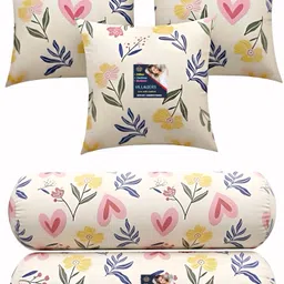 villagers Microfibre Bolster Pack of 5 Floral 3 Cushion and 2 Bolster-picture-11