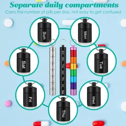 shoponil Pill Organiser, Aluminium Alloy Pill Box 7 Day, Waterproof Medication Organizer, Decorative Medicine Box for Home Pill Box image 5