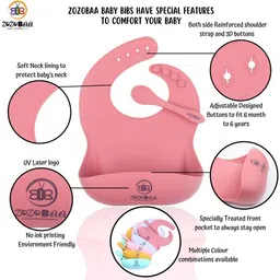 zozobaa Silicone Baby Feeding Set -Bib, Spoon, Suction Base Plate, Suction Base Bowl- 100 % Food Grade Silicone image 5
