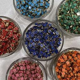 unikart Colour Kundan Beads Square 4x4mm Pack of 600 Pcs with Fabric Glue & Storage Box-picture-25