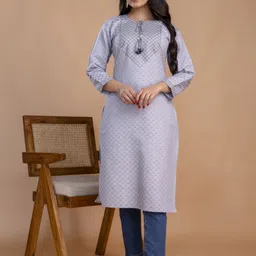 tibra attire Women Woven Design Cotton Blend Straight Kurta image 5
