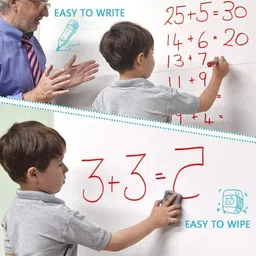 timetech 304 cm Long self-adhesive Whiteboard Sticker with Dry Erase markers 10 Ft X 16 Inch Self Adhesive Sticker image 5