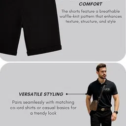 leriya fashion Solid Men Black Denim Shorts image 5