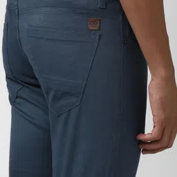 peter england Men Skinny Fit Blue Cotton Blend Trousers image 5