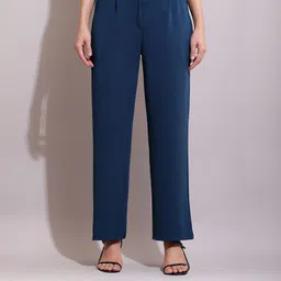 sqew Women Loose Fit Blue Polyester Trousers-picture-24