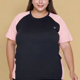 white moon Women Solid Round Neck Polyester Black T-Shirt-picture-22