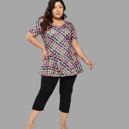 Aarika Womens Fawn-Purple Colour Check Print Nylon Plus Size Swim Suit Printed Women Multicolor Swimsuit-picture-17