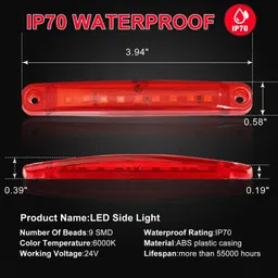 apsmotiv 4 Piece Side Marker Lights 9LED Front Rear LED Marker for Universal Vehicles Car Dash Indicator Lamp image 4