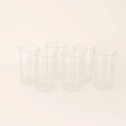 (Pack of 6) Clear Glass Set | 6 Pcs Transparent 300ml Unbreakable Plastic Glasses Glass Set Water/Juice Glass-image-44
