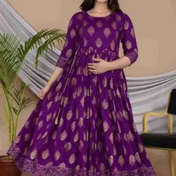 gujari Women Fit and Flare Blue Ankle Length Dress-picture-16