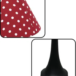 glowhere Metal Bedside Lamp, Red Dot Fabric Shade, Ideal for Bedroom & Living Table Lamp image 2