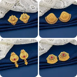 bestseller Combo of 4 Traditional Brass Earring Set-image-45