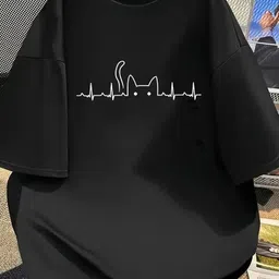 relva Women Printed Round Neck Cotton Blend Black T-Shirt-picture-12