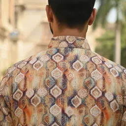 maansri Men Floral Print, Printed Cotton Blend Straight Kurta image 5