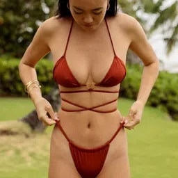 recent fashion NVC-651-Baby Blue-XS Solid Women Swim Bottom Orange Swimsuit image 4