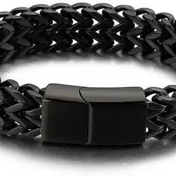 meenaz Metal, Silver, Alloy, Stainless Steel Beads, Pearl, Crystal Black Silver Bracelet-picture-17