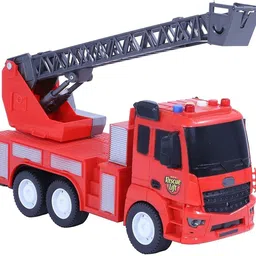 kp enterprise Plastic Fire Friction Powered Rescue Lift Pull Back Push Go Light Sound Vehicle image 4