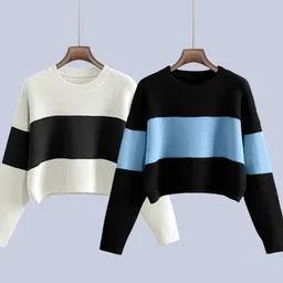 arrowquick Pack of 2 Women Solid Round Neck Cotton Blend Multicolor T-Shirt-picture-14