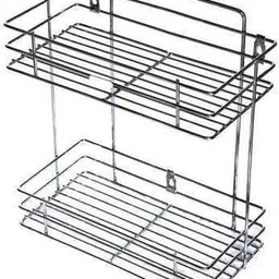 prl traders Multipurpose Storage Rack for kitchen /Cutlery Storage Rack/Double Layer Kitchen Racks/Dish rack/Spice rack/Bathroom Shelves and Racks Steel, Wall Mounted Organiser for Home/ Spice Bottle Shelf Holder Platform Cabinet Kitchen racks Stainless Steel Wall Shelf (Number of Shelves - 2, Steel) Stainless Steel Wall Shelf image 3