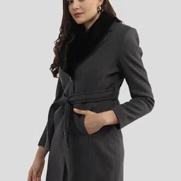 roadster Wool Solid Coat For Women image 3