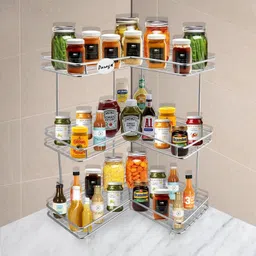 unify Containers Kitchen Rack Stainless Steel 3 Tier L Corner Stand, Storage, Bathroom Shelf Wall Mounted Steel-picture-13