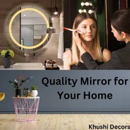 khushi decors 21x21 Inch LED Wall Mirror Glass with Touch Sensor Lights for Home Decor HS33 Bathroom Mirror image 2