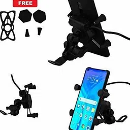 auto carfog universal bike cell phone spider bike multi-functional mobile holder x grip handlebar with free connector usb data cable- Black Bike Mobile Holder image 4