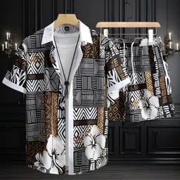 seventeenstitch Men Night Suit Set White Printed-picture-16