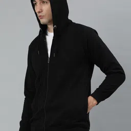 adbucks Men Full Sleeve Solid Hooded Sweatshirt image 3