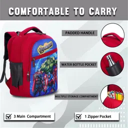 wayaq AVENGERS Lightweight Backpack for Boys & Girls - 1st 2nd 3rd 4th 5th 6th Class Waterproof Backpack image 4