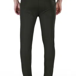 palclouthes trend Men Slim Fit Green Linen Blend Trousers image 2