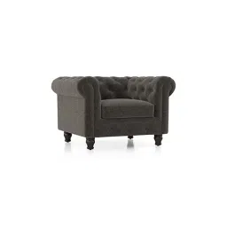 urban ladder create Winchester Premium 1 Seater Fabric Sofa in Smoke Grey Colour image 2