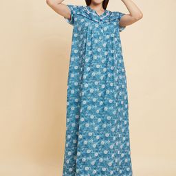 Sweet Dreams Geometric Printed Pure Cotton Maxi Nightdress-picture-18