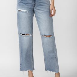 AMERICAN EAGLE OUTFITTERS Women Blue Slash Knee Heavy Fade Jeans-picture-18
