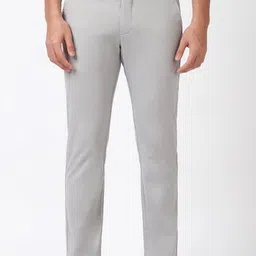 peter england Men Slim Fit Grey Cotton Blend Trousers-picture-28