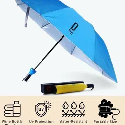 zoriada Foldable Bottle Umbrella UV Travel bottle Umbrella (blue) Umbrella Umbrella image 1