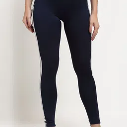 MAKCLAN Women Blue Solid Ankle-Length Tights-picture-24