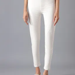 AURELIA Off-White Solid Leggings-picture-34