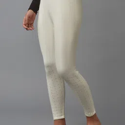 elleven Women White Solid Acrylic Leggings image 4