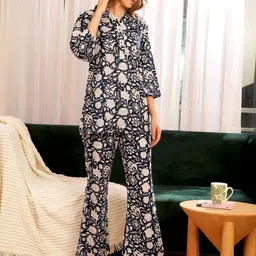 SANSKRUTIHOMES Women Printed Pure Cotton Night suit-image-66