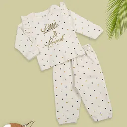 MeeMee Girls Conversational Printed Long Sleeves Pure Cotton Top With Pyjamas-image-50