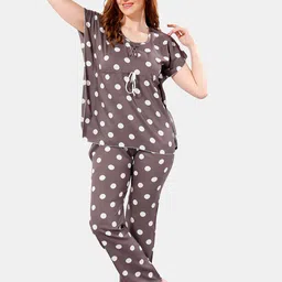 Be You Polka Dots Printed Kaftan Night Suit-picture-13