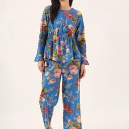 SANSKRUTIHOMES Floral Printed Pure Cotton Night Suit-picture-28
