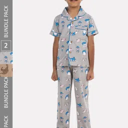 Growing Tree Kids Pack Of 2 Printed Pure Cotton Night Suit-picture-15