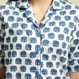 Secret Wish Sanganeri Conversational Print Pure Cotton Shorts Night Suit image 2